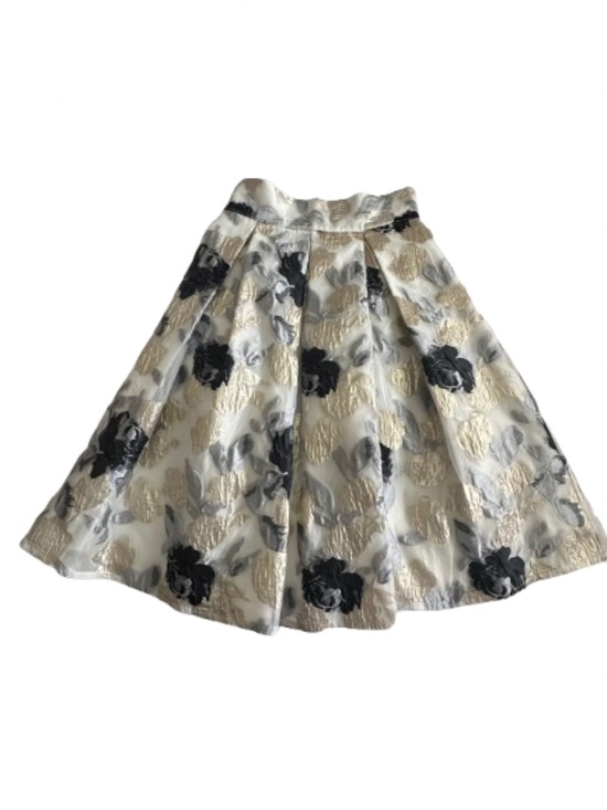 Chicwish Dresses & Skirts - Chicwish Women' Small Ivory with Black Gold Gray Floral Print Fully Lined Skirt